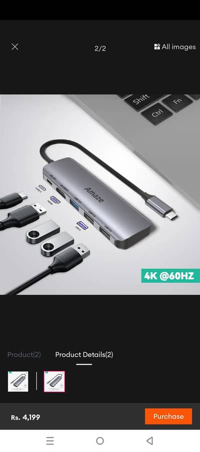 Amaze a325 aluminium alloy multi port hub 5 in 1 with 4k @ 60 hz Hdmi