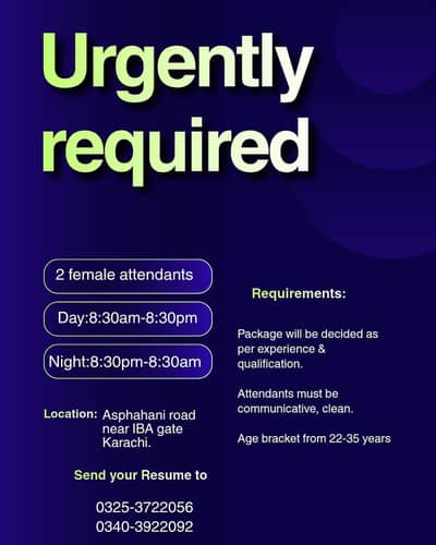 Female attendant required