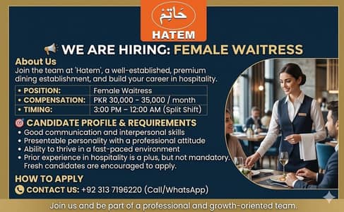 Female waiter Required