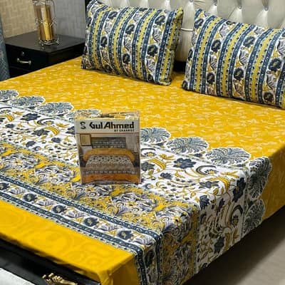 Double Bedsheet Mix Cotton Printed 3 Pcs Set