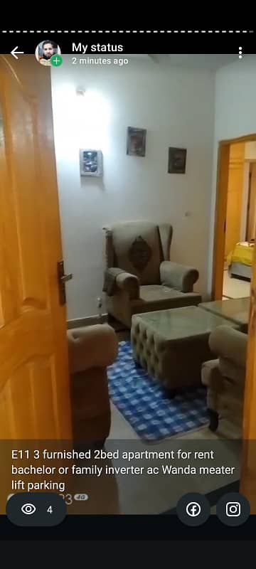 E 11 3 Furnished 2bed Flat For Rent inverter ac