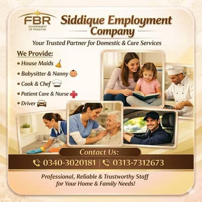 We Provide All Domestic Staff House Maids Driver Cook Chef Babysitters