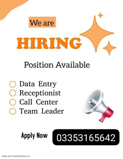 working vecancy available