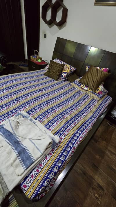 Solid Wooden King Size Bed Frame and Tables – Minimal & Sturdy