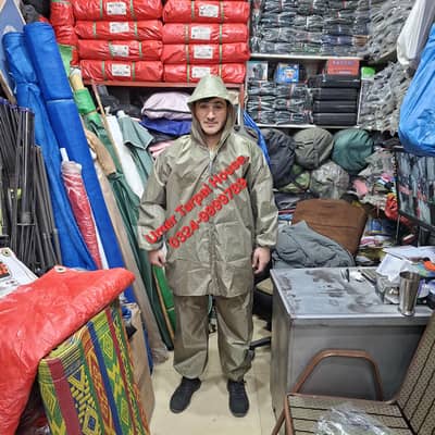 Rain Suit, Shoes Cover, Rain Coat, Sleeping Bag, Hiking Stick, Camp,