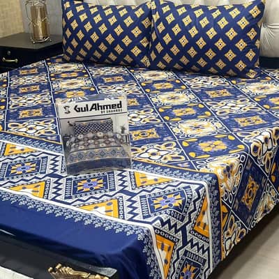 Double Bedsheet Mix Cotton Printed 3 Pcs Set