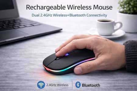 Lunar LR161 Wireless Rechargeable Mouse | Silent Click | RGB Light
