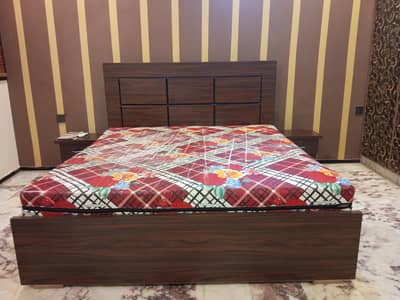King Bed with Mattress & Side Tables