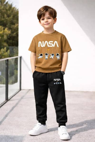 2 Pcs Boy's NASA Printed Polyester Tracksuit  11-12Y
