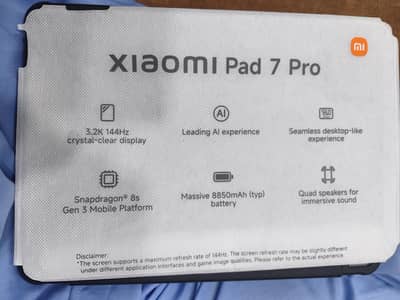 Xiaomi pad 7 pro with box aur 33 wat ka original charg