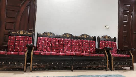 Wooden Sofa Set (3+1+1) | Affordable & Durable