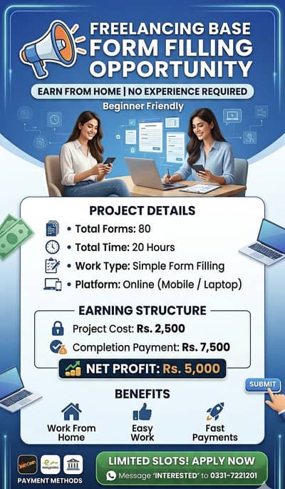 HOME BASE FORM FILLING PROJECTS WITH DAILY EARNING