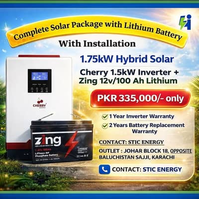 1.5kW Solar + 1.2kW Lithium Package with Installation
