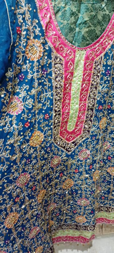 chiffon fabric shirt heavy embroidery one time use just