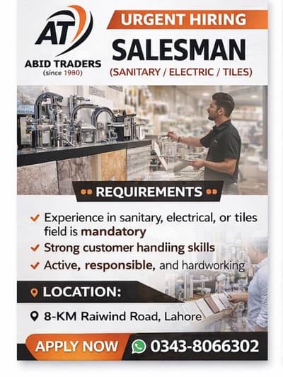 Multiple Job Vacancies Open  Sales Man , Accountant, Marketing