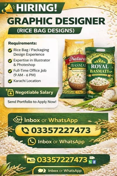  Graphic Designer Required (Rice Bag Designs)