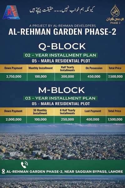 M block & Q block 5 Marla installment plots