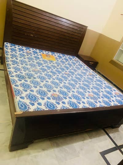 King Size Bed with Mattress and side tables and Dressing Table