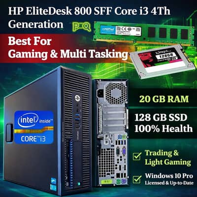 HP EliteDesk 800 G1 SFF | 20GB RAM | SSD | Fast Performance| Gaming