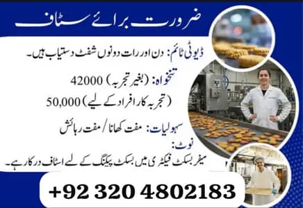 Buiscuit packing factory work packing job  urgent hiring available
