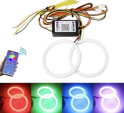 RGB Bluetooth Angel Eyes LED Rings for Cars & Bikes