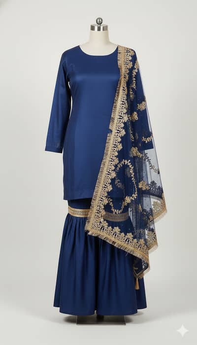 Elegant Used 3-Piece Gharara Dress – Stylish & Affordable