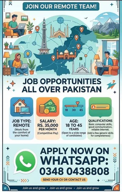 Remote Job 03480438808Watsapp