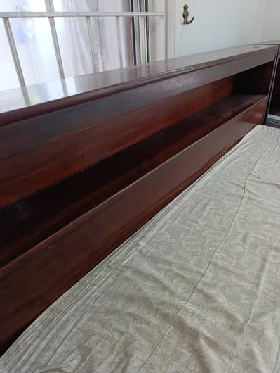double bed, solid wood with mattress, dressing table and side racks