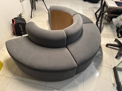 Luxury C shape sofa suede velvet 3 seater Round Shape Aesthetic Sofa