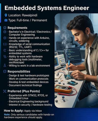 Embedded Systems Engineer Job in awalpindi