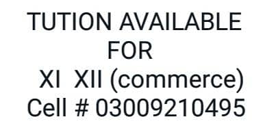 HOME TUITION AVAILABLE FOR CLASS 11 AND 12 (COMMERCE)