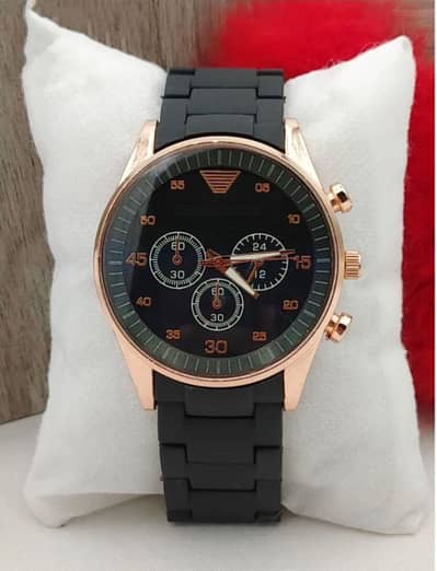 Men's Stainless Steel Chronograph Watch Brown/Black Strap