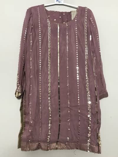 Tea pink gharara with short shirt