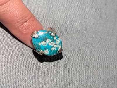 Silver Ring with Feroza (Turquoise) Stone