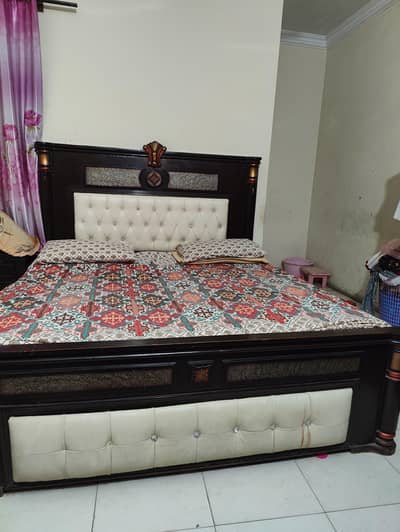 Double Bed with Spring Mattres-Side Table-Dressing