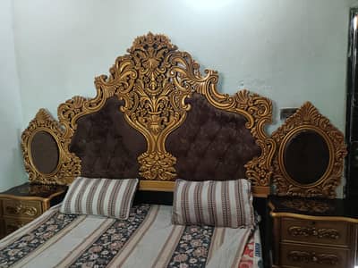 It is made of good material, has decorative paint, and is a king bed. "