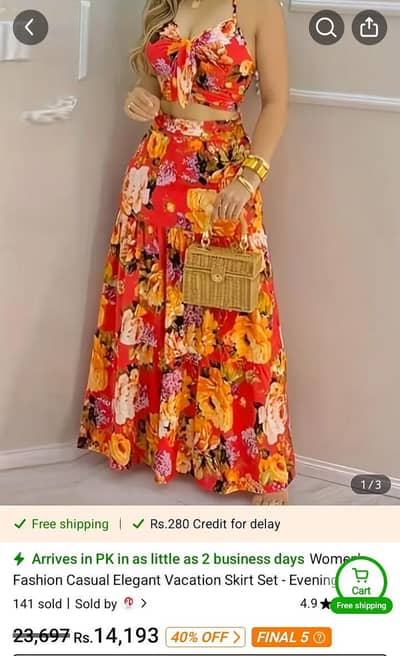 Women Floral Print Knotted Front Camisole And Skirt 2-Piece Outfit