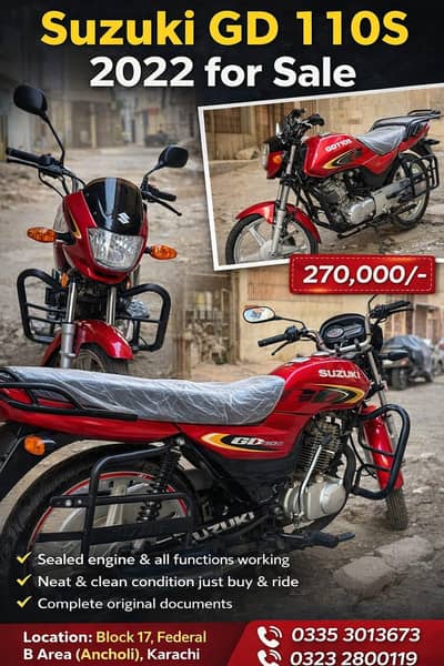 Suzuki GD 110S 2022 (December) Self Start Sealed engine