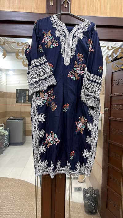Blue cotton lawn 3 piece shalwar kameez