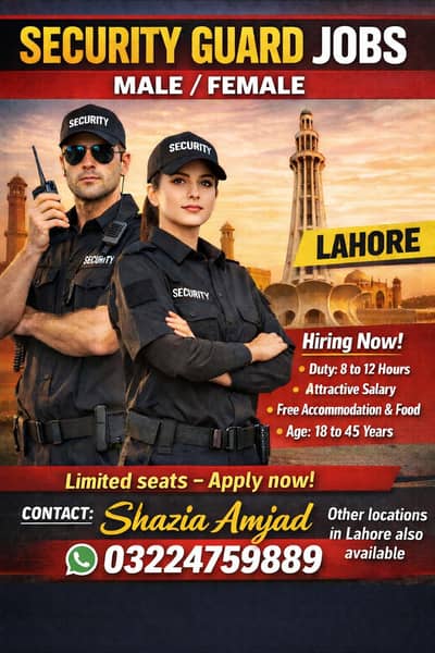 urgent hiring in Lahore multiple jobs available male and female