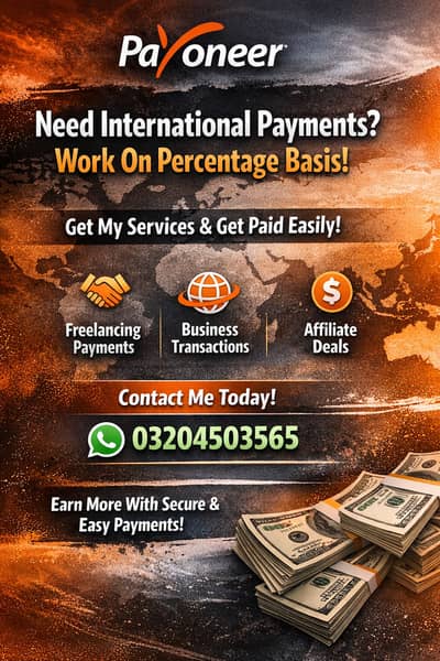 International Payment Services via Payoneer – Work on Percentage Basis