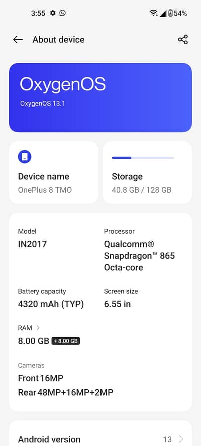 one 8 TMO 8/128 VIP pta aproved