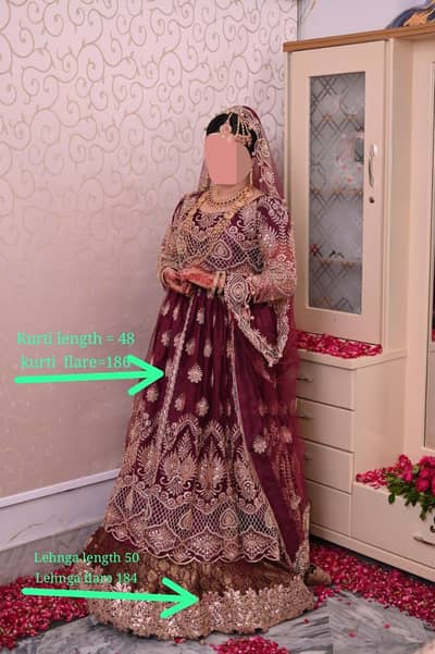 Luxury Maroon(falsa)Lehenga – HeavyEmbroidery Wedding Dress(like new)