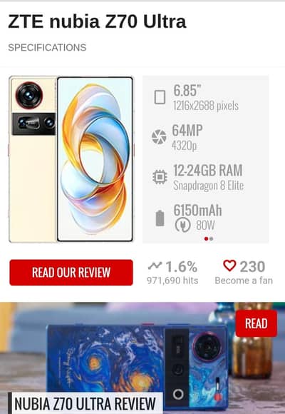 Nubia Z70 Ultra 16/512 Non Active