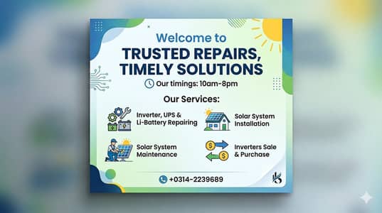 Solar Inverter,Li-Battery Repairing (Contact No 0314-2239689)