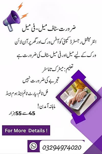 Male & Female (Office & Online Home-Based Work)