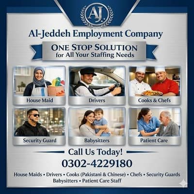 House Maid Babysitter Pakistani Cook Couple Driver all Domestic Staff