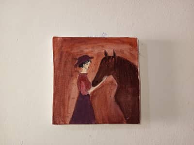 “Handmade Canvas Painting – Girl with Horse | Unique Wall Art”