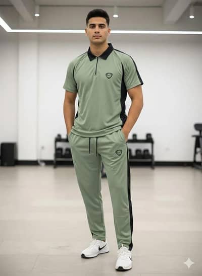 2 Pcs Men's Dri Fit Zipper Track Suit Medium to 2XL