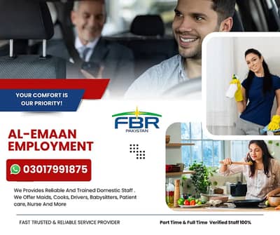 House Maid, Babysitter, Patient Care, Nursing Staff, Drivers, Cook